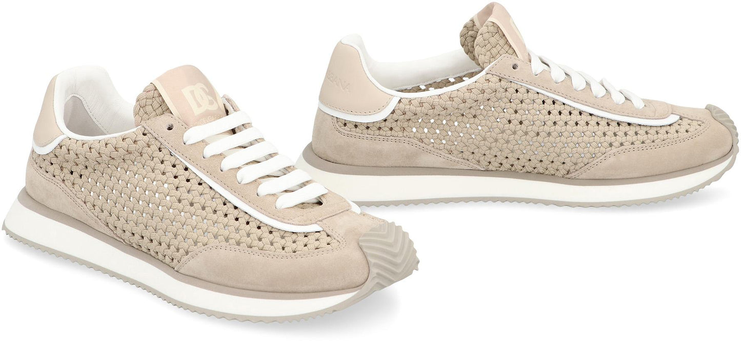 Dolce & Gabbana Leather And Fabric Low-Top Sneakers