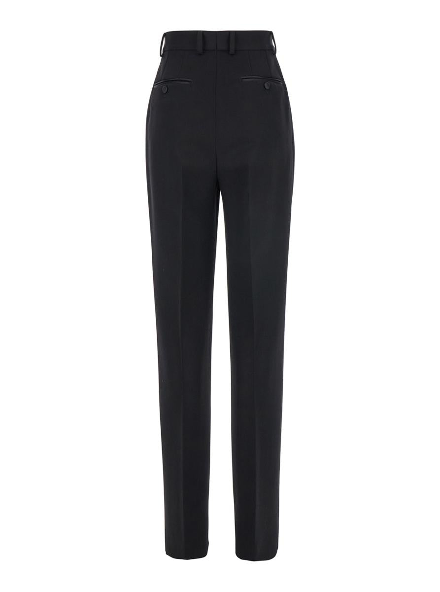 Black Pants With High Waist And Belt Loops In Wool Woman