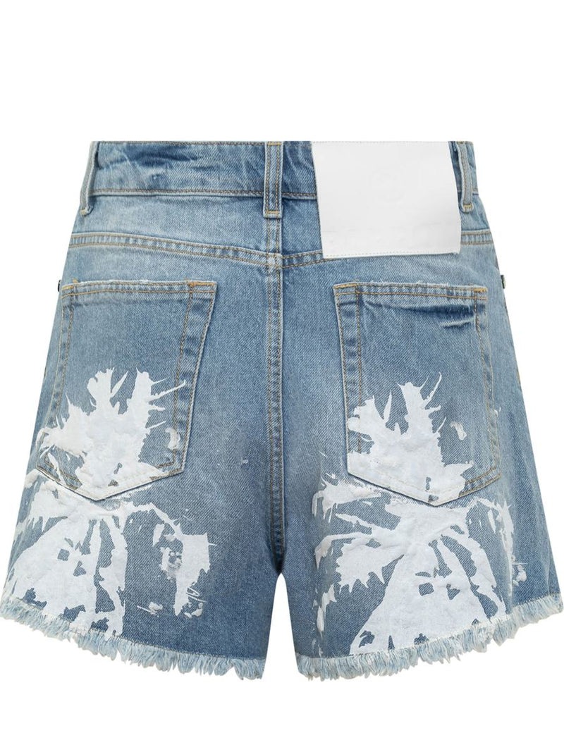 Barrow Jeans Shorts With Textured Print