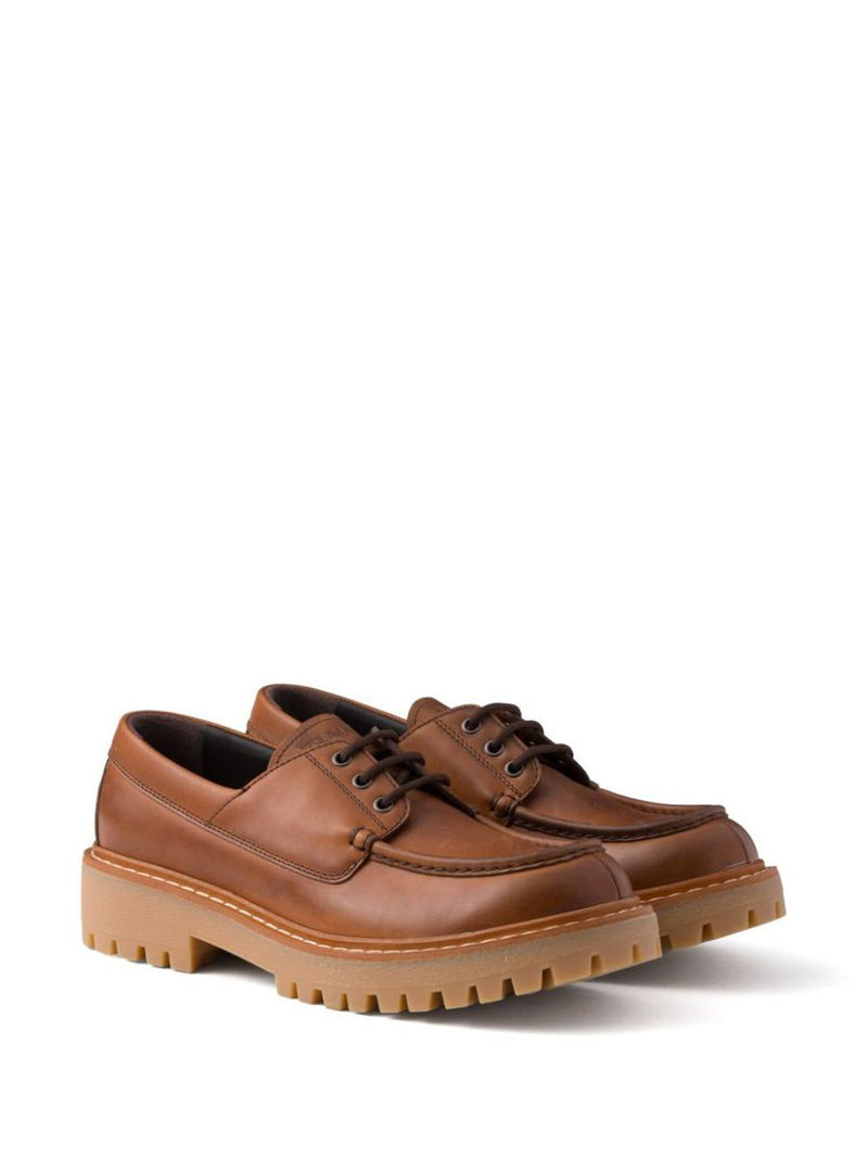 Prada Laced Leather Loafers Shoes