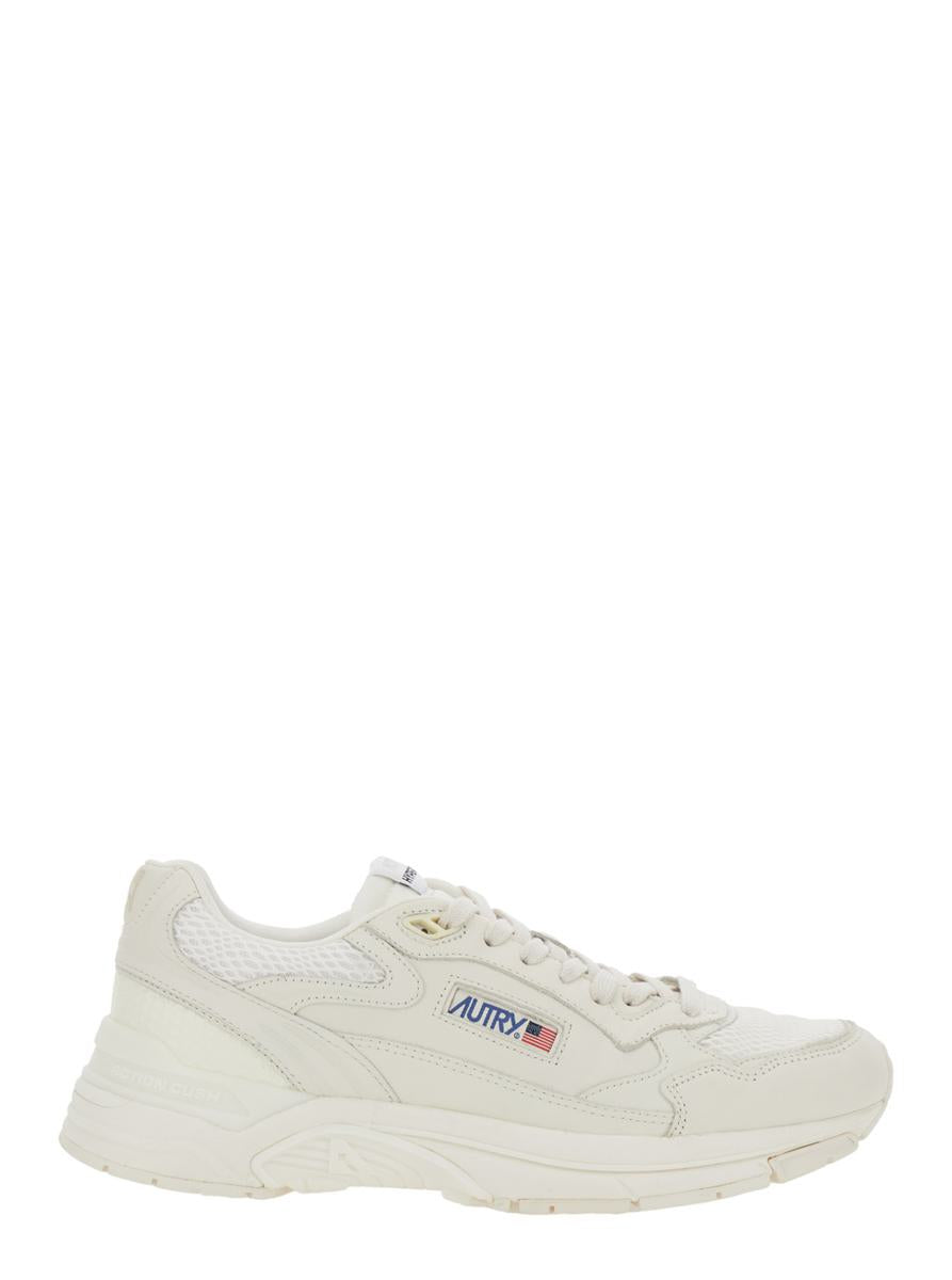 'Hyperway' White Low Top Sneakers With Logo Patch On Tongue And Side In Tech Fabric Man