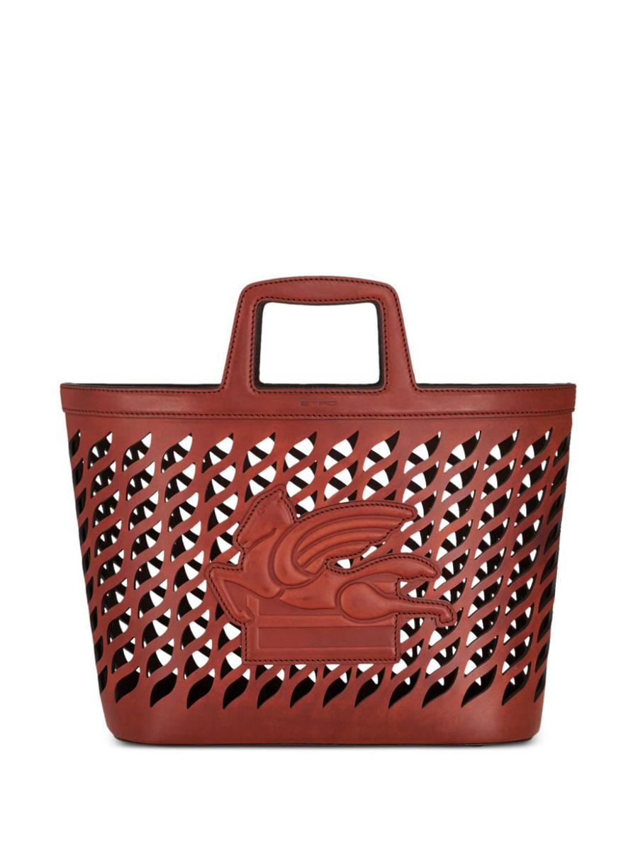 Etro Perforated Leather Shopping Bag