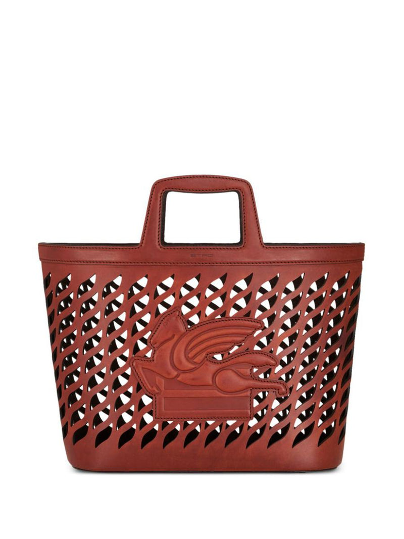 Etro Perforated Leather Shopping Bag