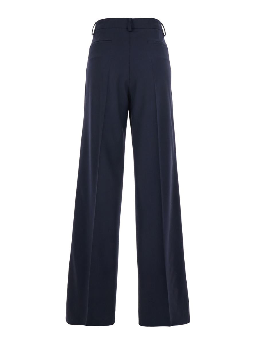 Blue Pants With Front Button And Zip Closure In Cotton Woman