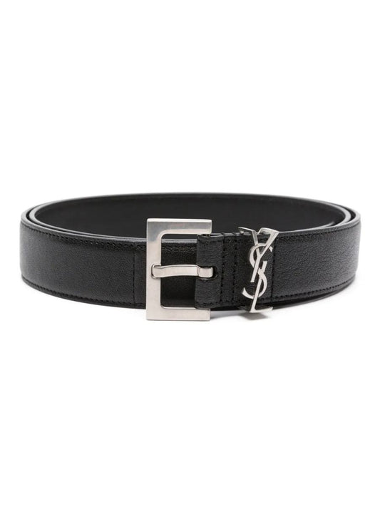 Saint Laurent Logo-Plaque Leather Belt
