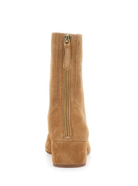 'Saint Honore' Beige Ankle Boots With Low Block Heel And Pointed Toe In Suede Woman