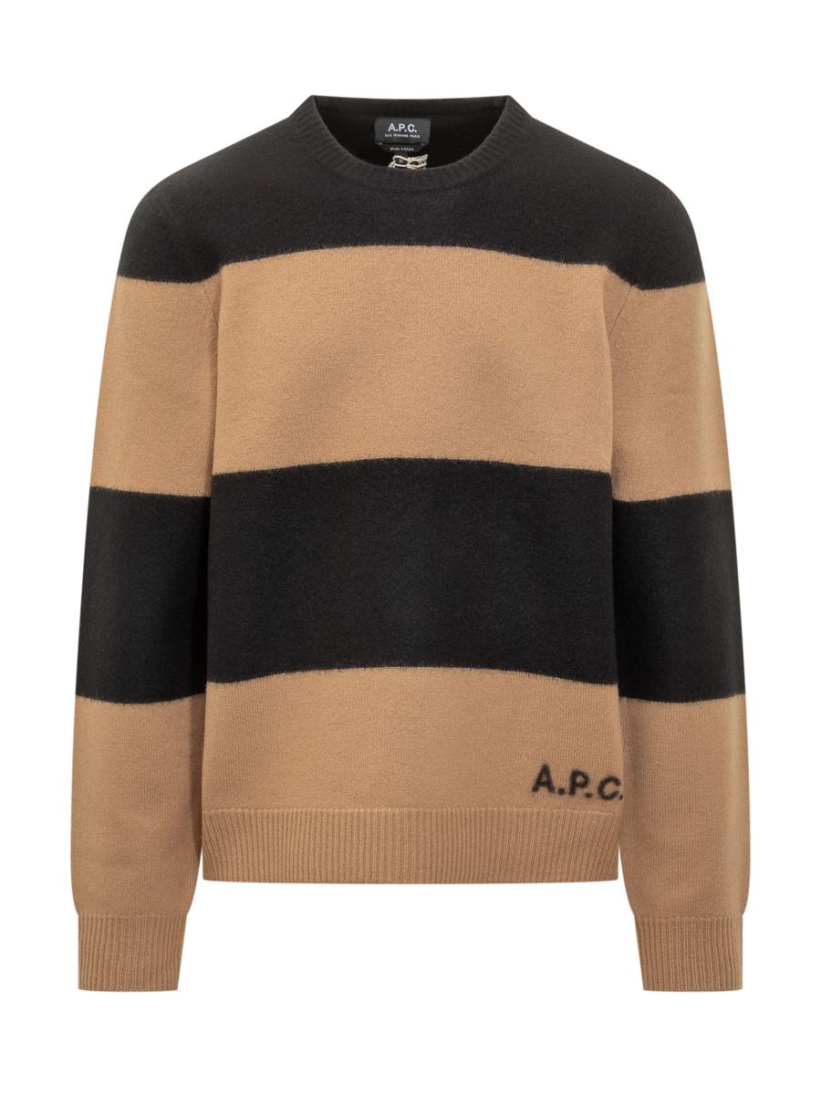 A.P.C. A.P.C. Black And Beige Striped Sweater With Logo