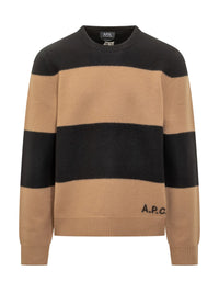 A.P.C. A.P.C. Black And Beige Striped Sweater With Logo