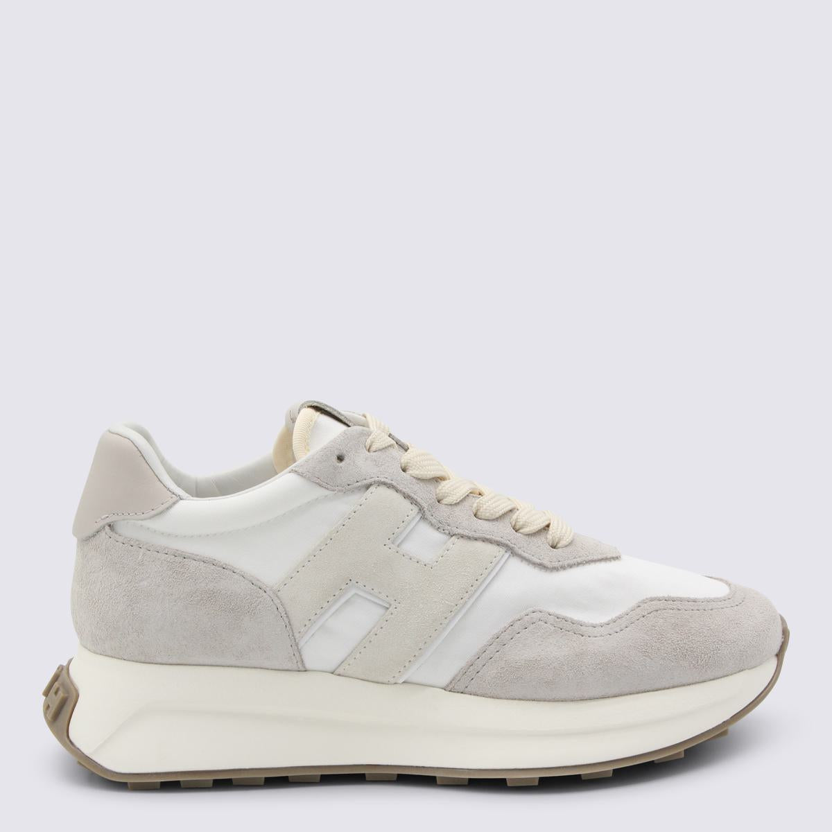 Hogan White And Beige Leather Sneakers