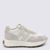 Hogan White And Beige Leather Sneakers