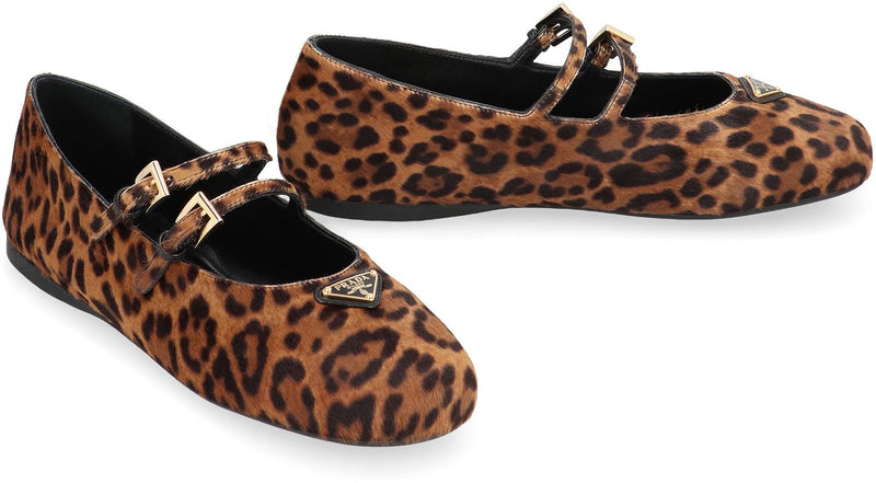 Prada Printed Leather Ballet Flats