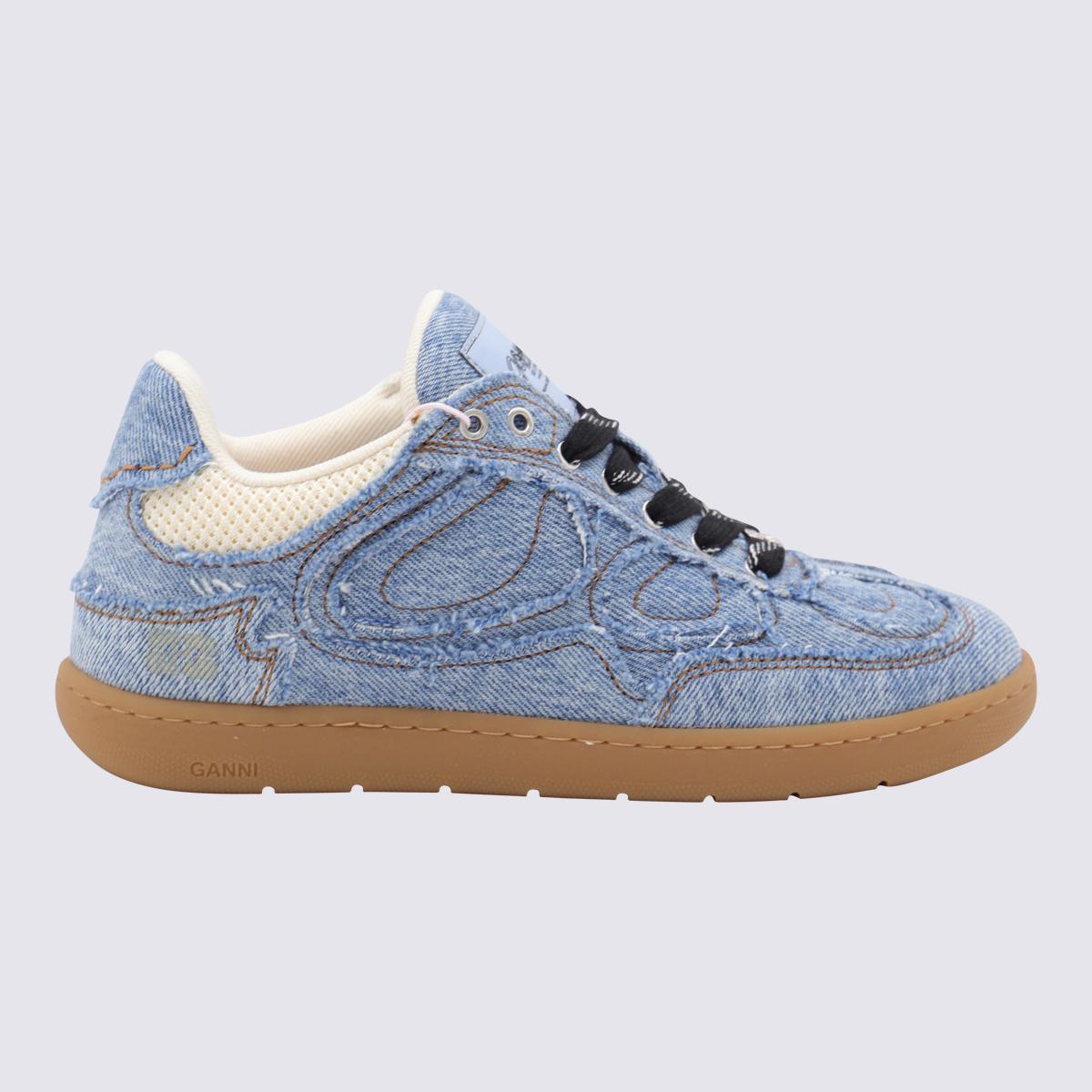 Ganni Light Blue Cotton Sneakers