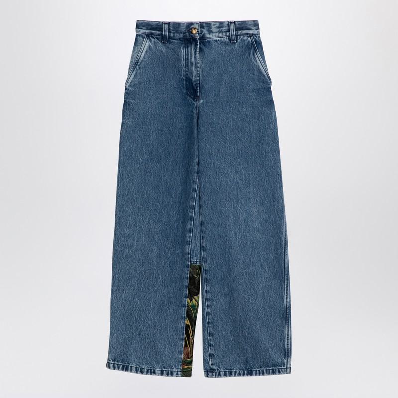 Palm Angels Baggy Jeans With Jungle Insert
