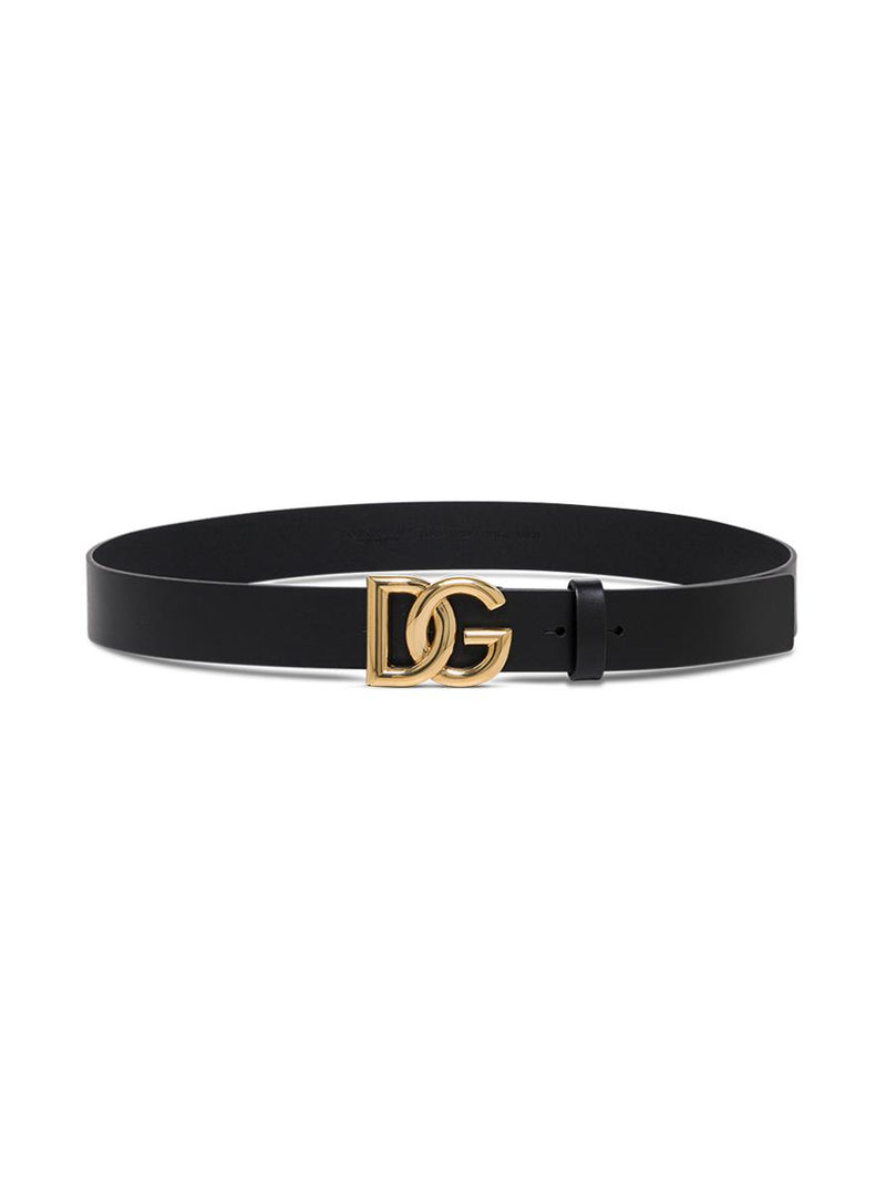 Dolce & Gabbana Man'S Black Leather Belt With Dg  Buckle
