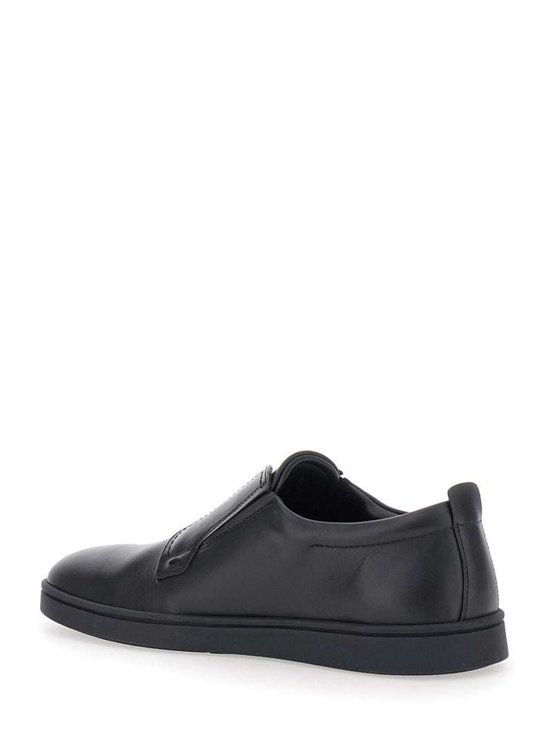 'Alfie' Black Sneakers With Gancini Detail On The Side And Embossed Logo Lettering On The Side In Leather Man