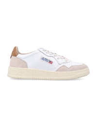 Autry Medalist Low Sneakers In White And Brown Sugar