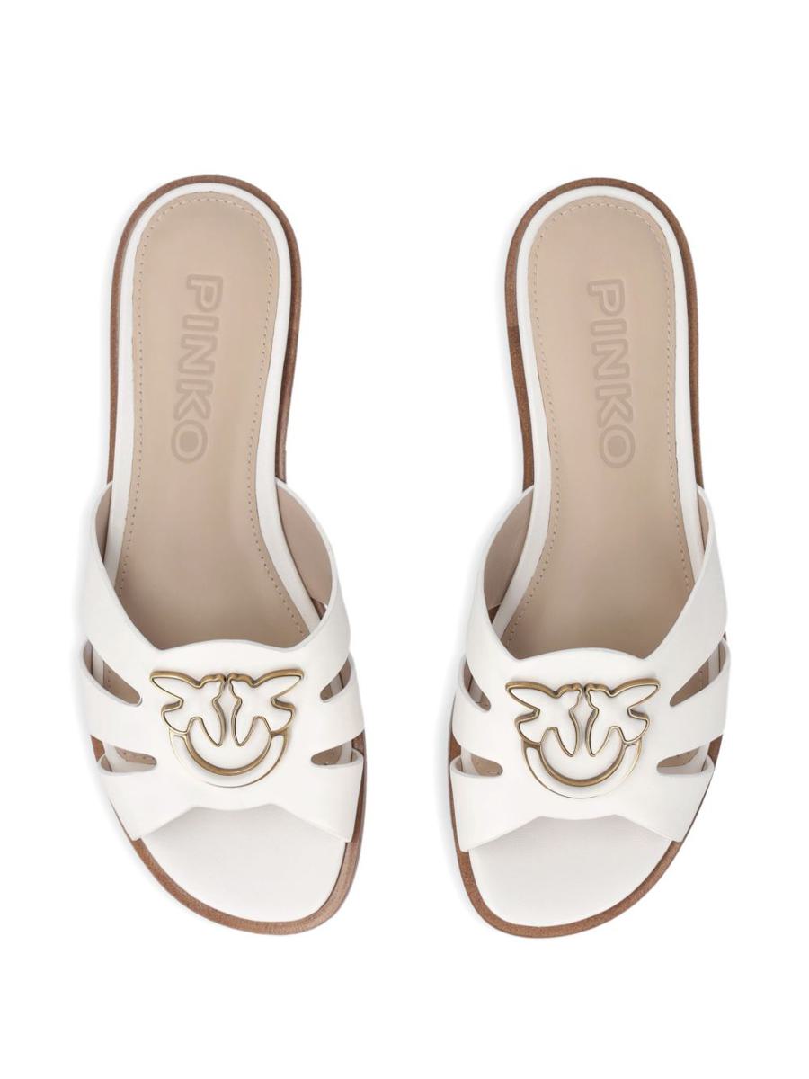 Pinko Elegant White Leather 'Milly' Slides