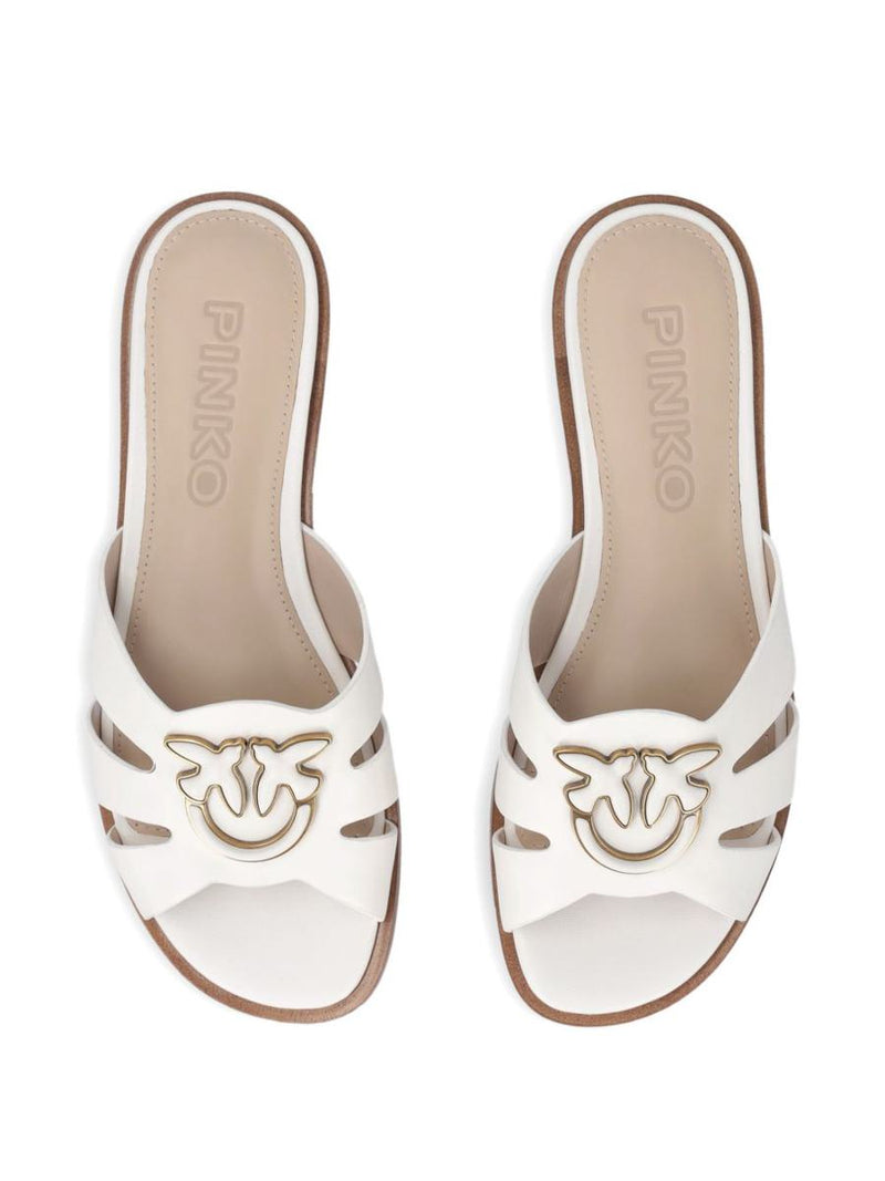 Pinko Elegant White Leather 'Milly' Slides