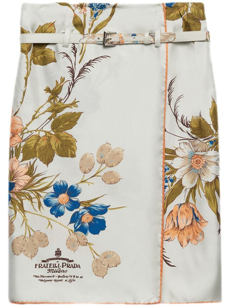 Prada Silk Twill Printed Skirt