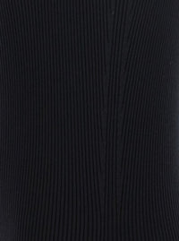 'Athena' Black Ribbed Knit Sleeveless Asymmetric Long Dress With Wide Neckline In Viscose Blend Woman
