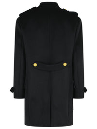 Balmain Black Wool And Cashmere Coat