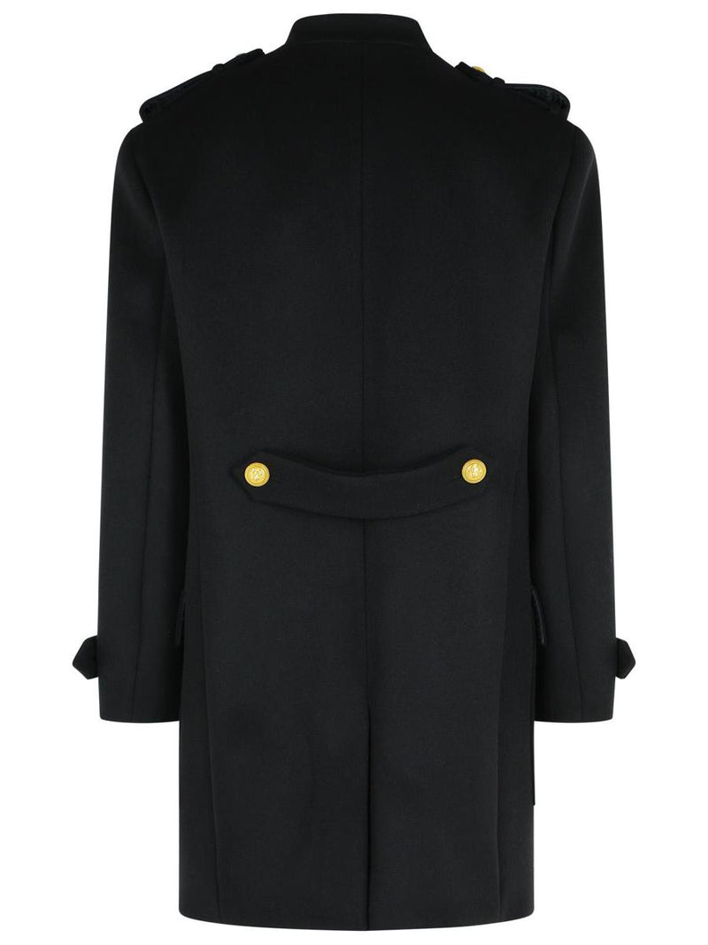 Balmain Black Wool And Cashmere Coat