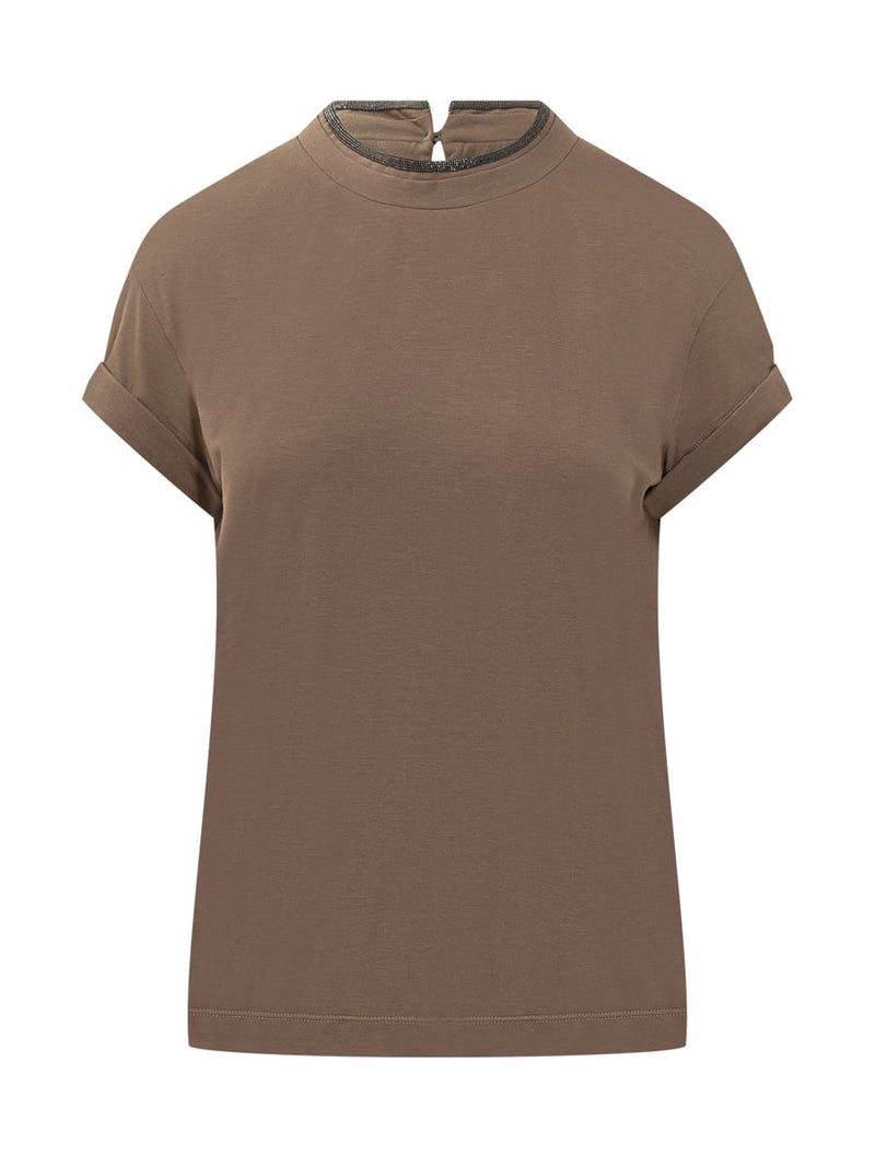 Brunello Cucinelli Brunello Cucinelli T-Shirt With Shiny Detail On The Neck