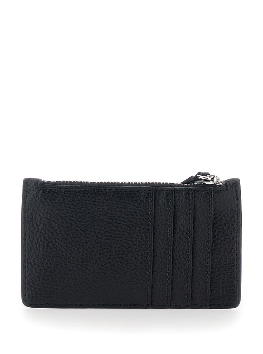 Black Wallet With Orb Detail On The Front And Top Zip Closure In Ecoleather Woman
