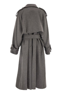 Sportmax Arold1234 - Pure Wool Pinstriped Trench Coat