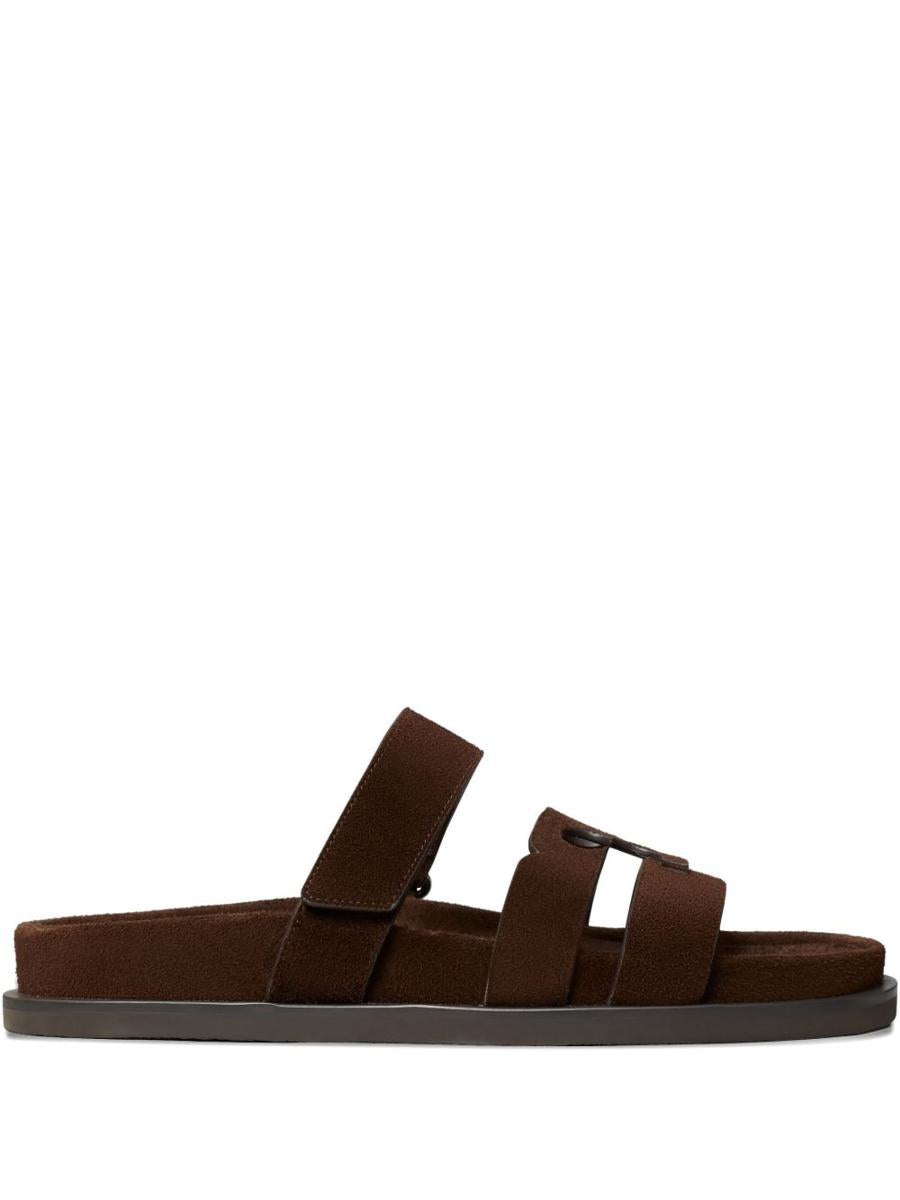 Tory Burch Ines Slides In Brown Suede Leather