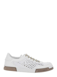 'Portofino'White Sneakers With Mesh Inserts And Embossed Logo On The Side In Leather Man