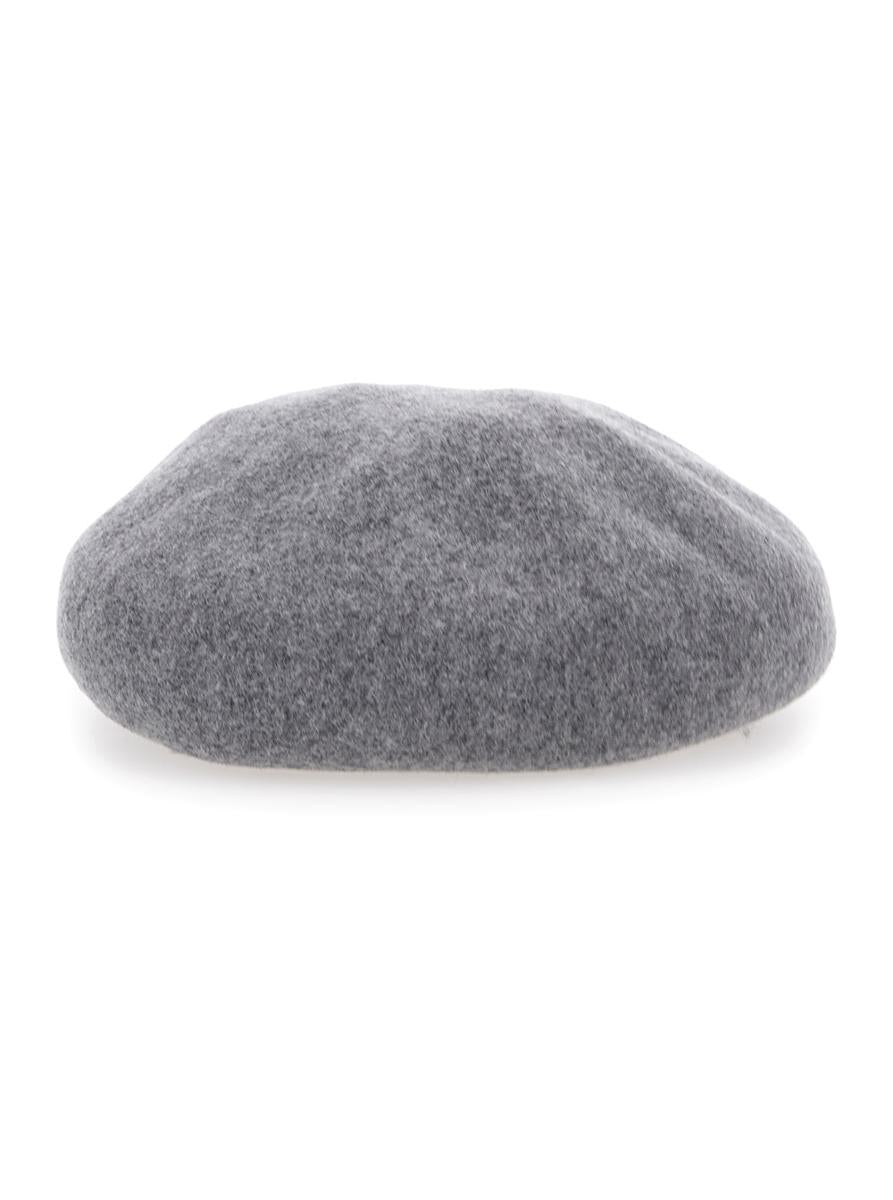 Grey Hat With Orb Logo Embroidered On The Front In Wool Unisex