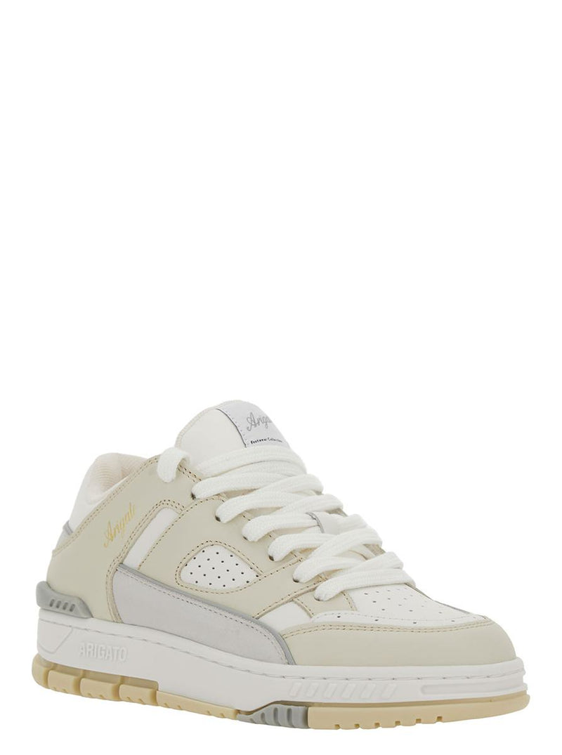 'Area Lo' White And Beige Sneakers With Logo Detail In Leather Blend Woman