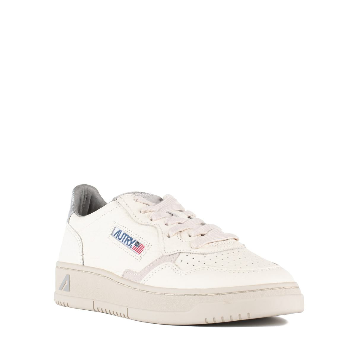 Autry Medalist Low Leather Sneakers Color Silver And White