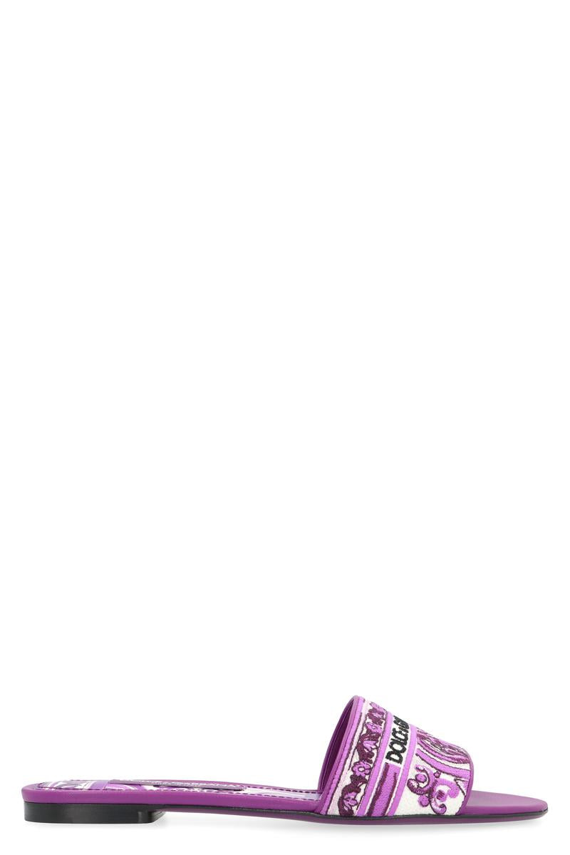 Dolce & Gabbana Leather And Fabric Slides