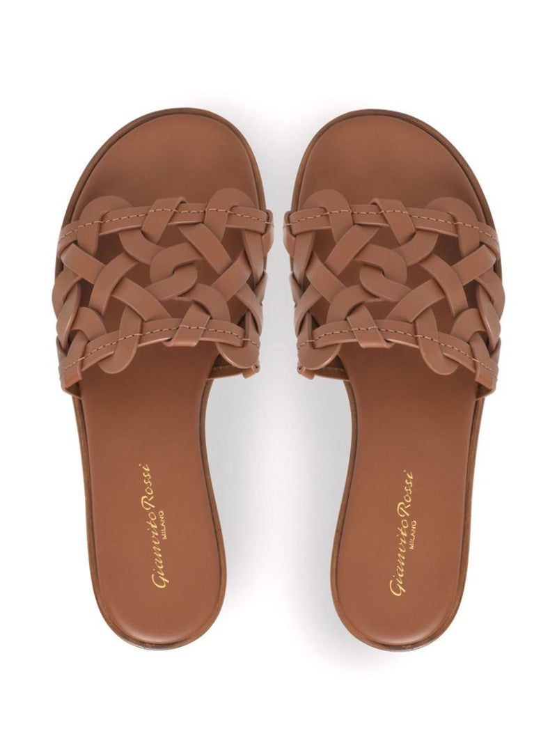 Gianvito Rossi Amalfi Leather Flat Sandals