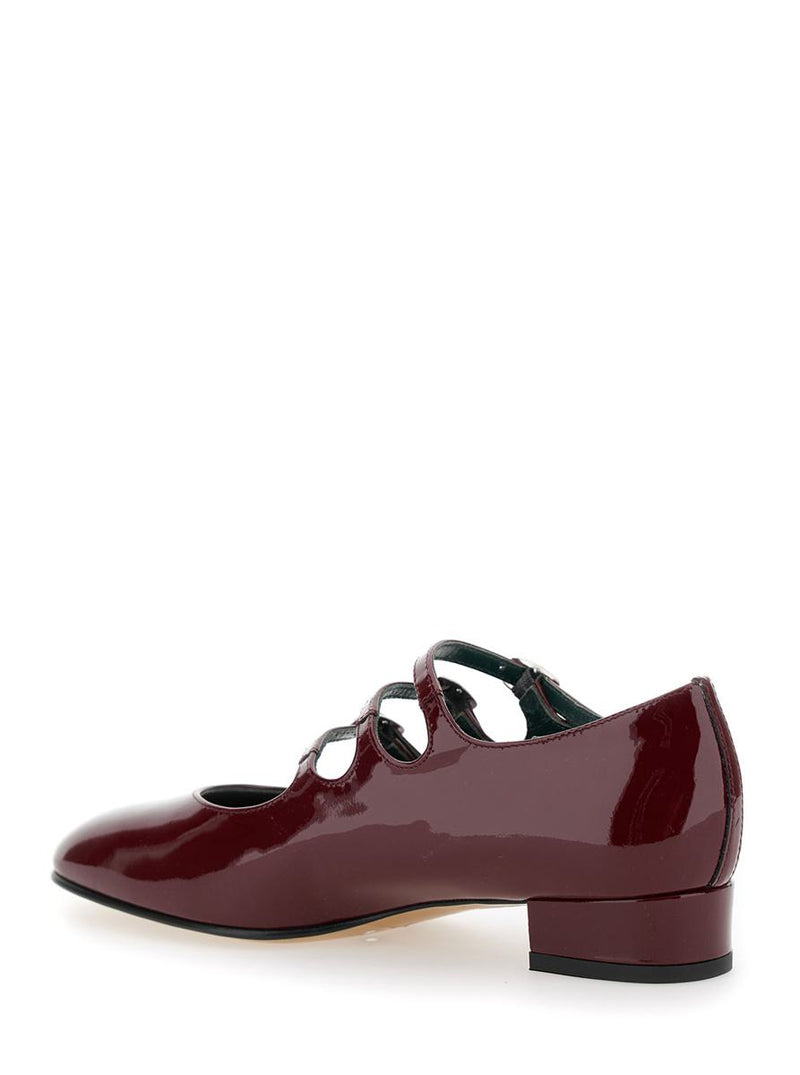 'Ariana' Bordeaux Pumps With Buckle Strap Closure In Patent Leather Woman