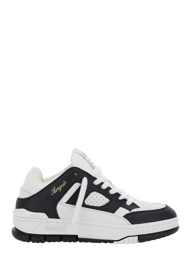 'Area Lo' Black And White Low Top Sneakers With Laminated Leather In Leather Blend Woman
