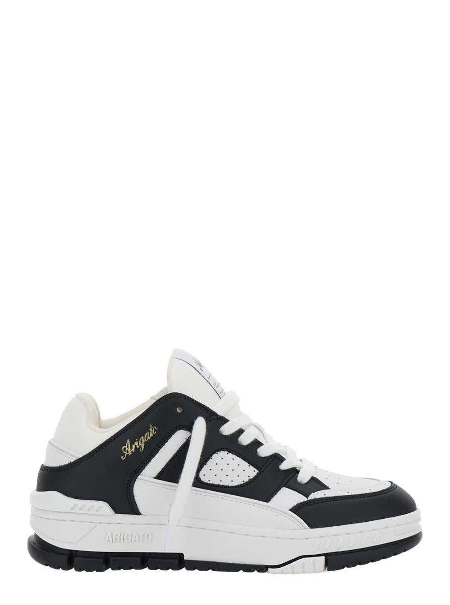 'Area Lo' Black And White Low Top Sneakers With Laminated Leather In Leather Blend Woman