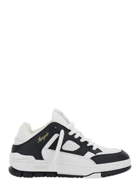 'Area Lo' Black And White Low Top Sneakers With Laminated Leather In Leather Blend Woman