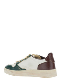'Medalist Low Vintage' White Sneakers With Contrasting Heel Tab In Leather Man