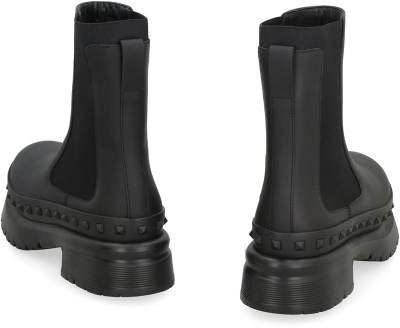 Valentino Garavani Rockstud M-Way Leather Chelsea Boots