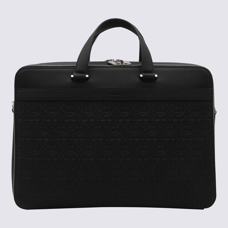 Salvatore Ferragamo Black Leather Business Gancini Top Handle Bag