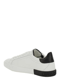 White Low Top Sneaker With Animal-Motif Logo In Leather Woman