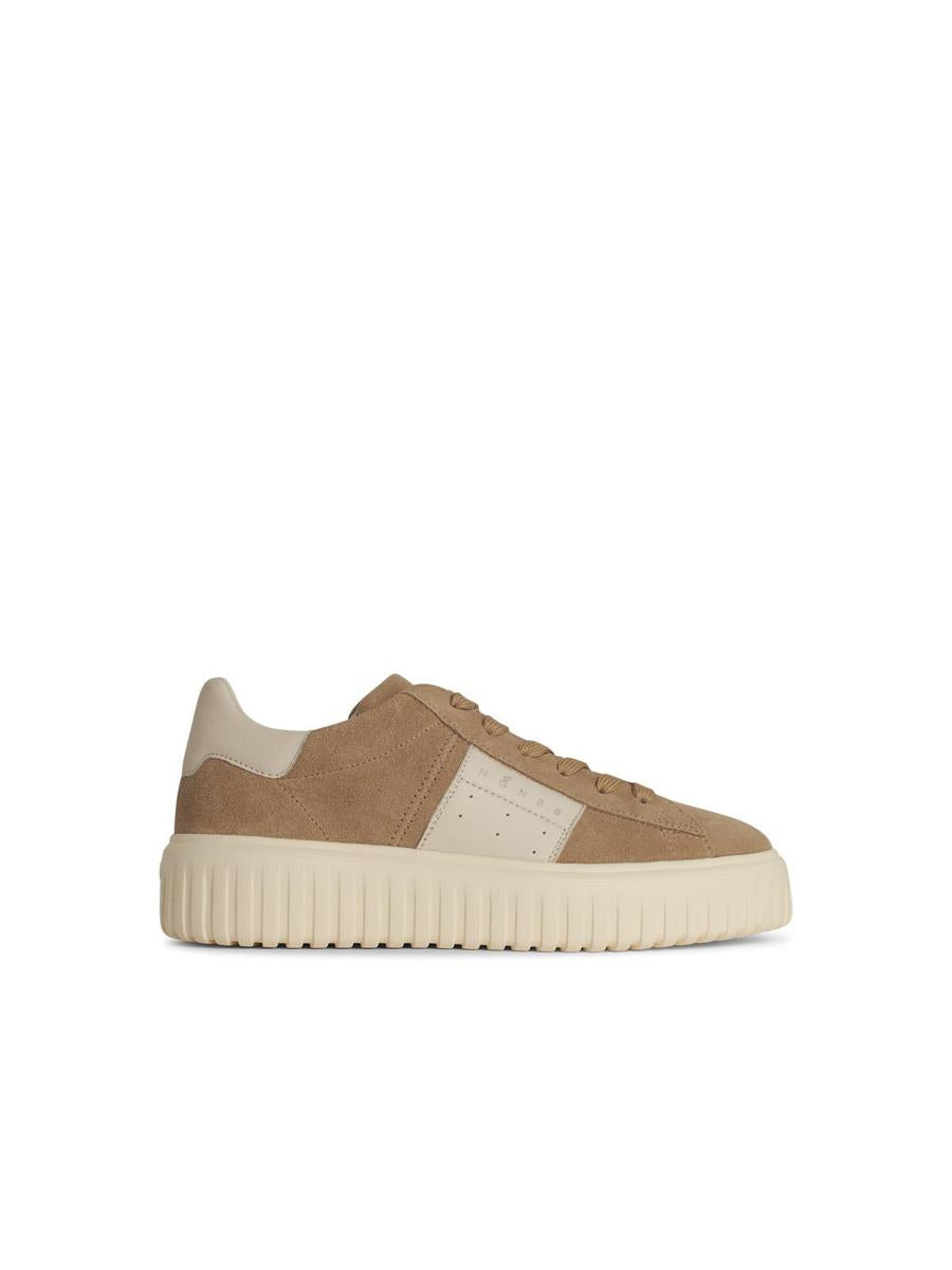 Hogan 'H Stripes' Beige Suede Sneakers