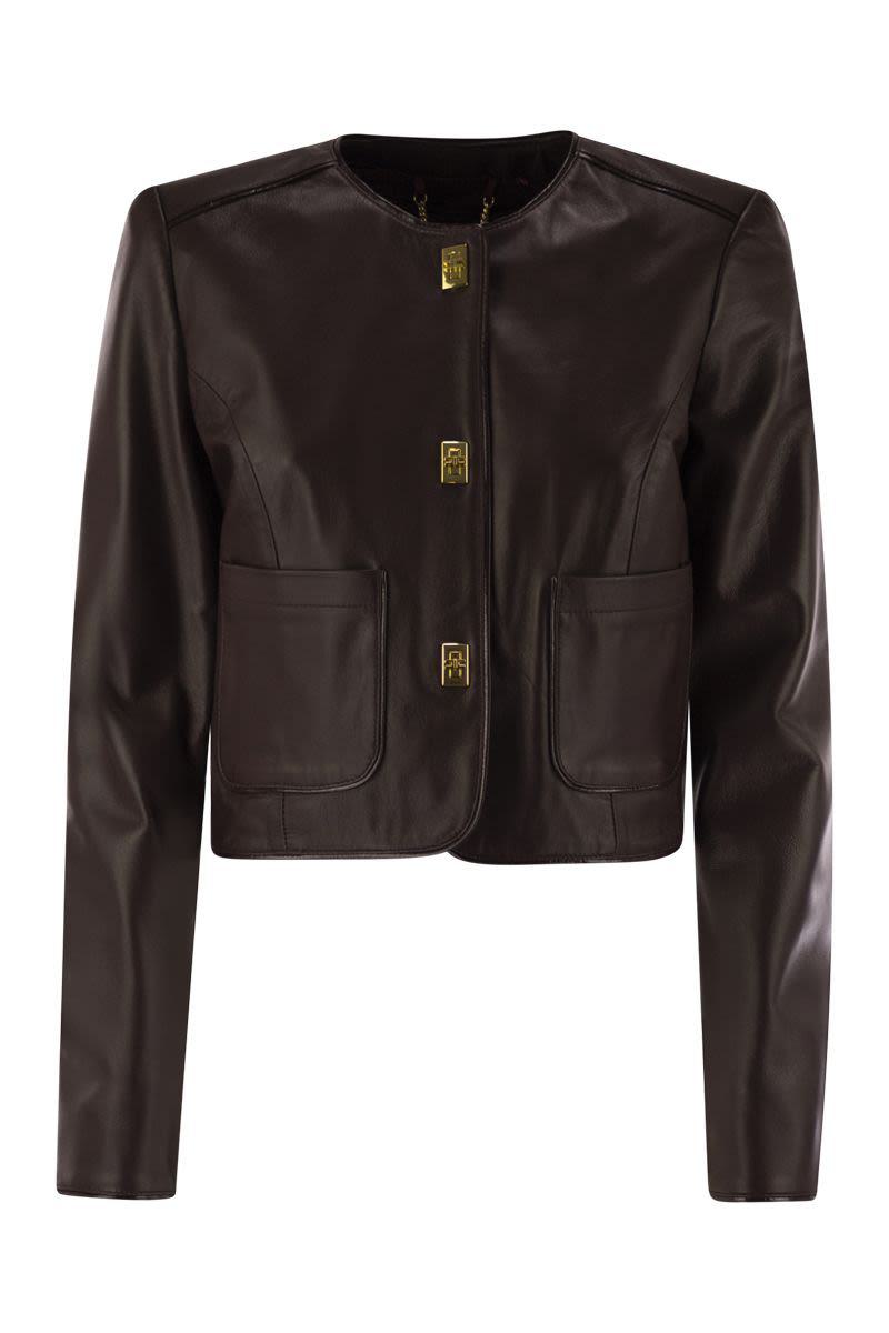 Elisabetta Franchi Leather Jacket With Vinyl Details