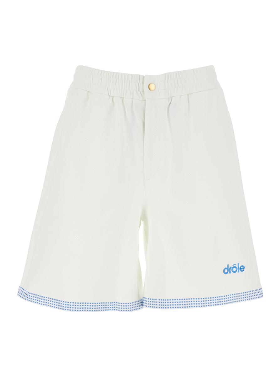 'Le Short Piqué' White Shorts With Elastic Waist And Logo Lettering On The Front In Cotton Man
