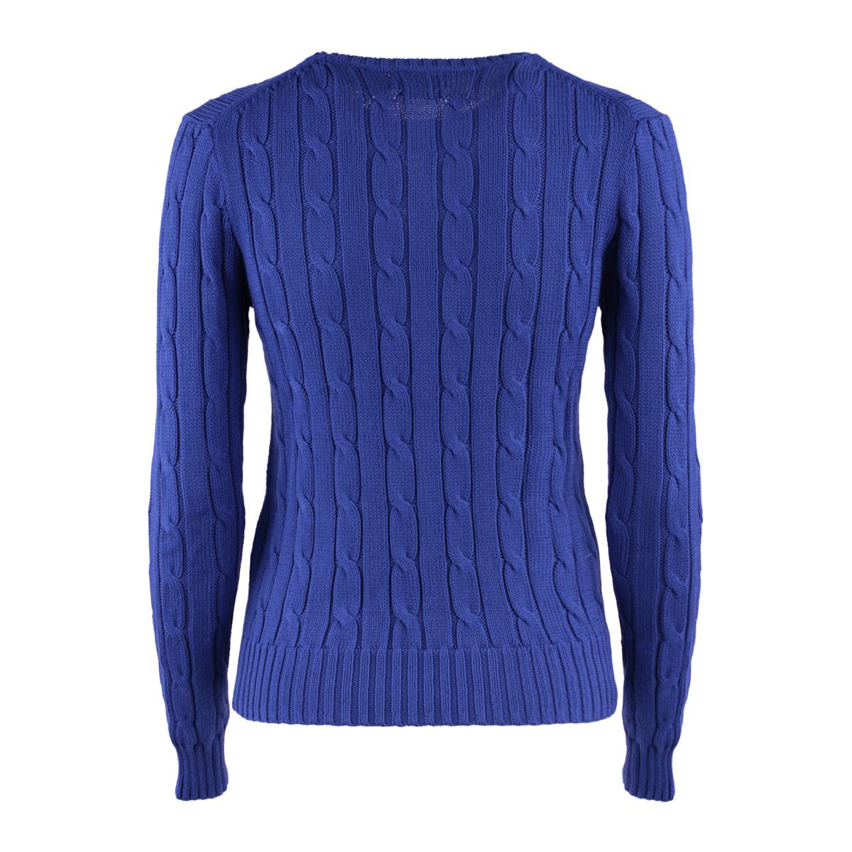 Ralph Lauren Royal Royal Rugby Blue Cotton Cable-Knit Crew Neck Sweater