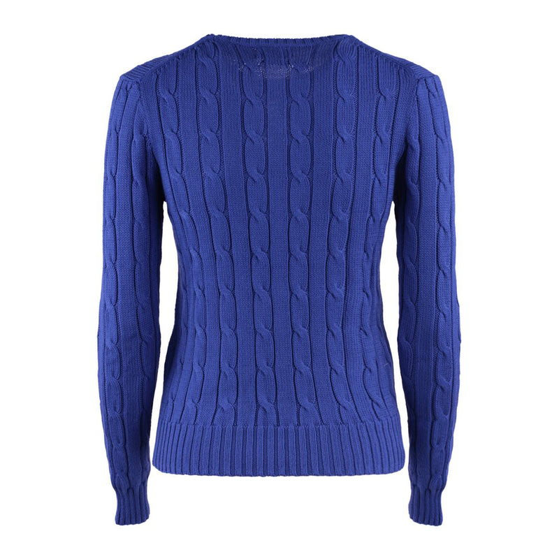 Ralph Lauren Royal Royal Rugby Blue Cotton Cable-Knit Crew Neck Sweater