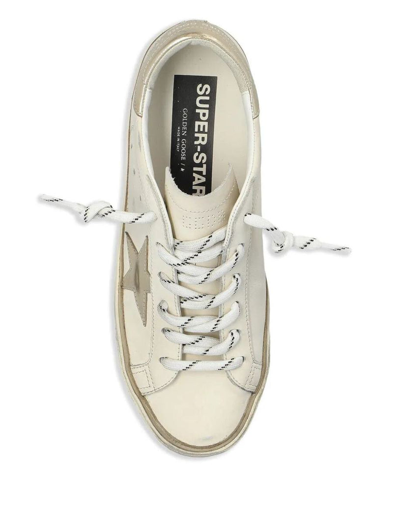 Golden Goose "Super Star" Leather Upper Laminated Star And Heel Glitter Edge Shoes